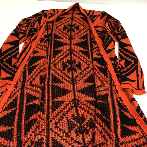 BOGO Free🦋 John Fashion Long Open Front Aztec Pattern Cardigan - Picture 7 of 14